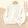 Suéter forrado de polar para niños, prenda interior térmica engrosada de invierno para niños, suéter de punto con cuello alto parcial de otoño e invierno para niños, top de punto elegante