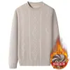 Llegada Nueva 2026 Suéter Casual para Hombre Cuello Redondo Engrosado con Terciopelo Moda Jacquard de Una Pieza Suéter Cálido de Punto con Terciopelo