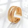 Pulsera Elástica de Moda Hip-Hop Punk Europea y Americana Transfronteriza Versión Ancha Cadena Hueso de Serpiente Rayas Verticales Cruzadas Pulsera Abierta para Mujer