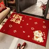 Feliz Año Nuevo Año de la Oveja Felpudo Rojo Festivo para Puerta de Entrada Sala de Estar Pasillo Decoración Festiva de Año Nuevo Felpudo Resistente a la Suciedad