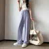 Calça Feminina de Seda Gelada para Verão com Proteção Solar, Perna Larga e Caimento Fluido, Calça Reta Estreita para Baixinhas, Anti-Mosquito, Calça Longa Casual Fresca