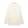 Comercio Exterior 2026 Primavera Nuevo Estilo Europeo y Americano Moda Femenina Casual Holgada Encaje Textura de Satén de Seda Camisa 2273604
