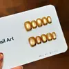 Paleta de Cores de Deus Gato Olho Estilo Francês Unhas Usáveis Feitas à Mão para o Verão, Visual de Luxo, Efeito Iluminador Arte de Unhas Usável