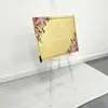 [Personalizado] Placa de Boas-Vindas para Casamento em Acrílico Espelhado Bsd151, Placa de Assinaturas com Decoração Floral para Festa de Aniversário