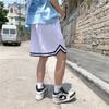 Pantalones Cortos Deportivos de Verano para Hombre Holgados Estilo Hong Kong con Bloques de Color Pantalones de Baloncesto Estudiante Moderno Ins Versátil Pierna Ancha Tres Cuartos