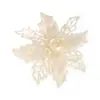 Flores navideñas con purpurina dorada, Accesorios para decoración de árbol de Navidad, Adornos para corona de Navidad, Cabezas de flores decorativas navideñas, Flores artificiales al por mayor