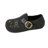 Zapatos Peludos de Invierno Bordados 2026 Suela Plana Zapatos de Algodón Estilo Coreano Mocasines de Felpa Slip-ons Zapatos Perezosos Felpa de Gato Añadida