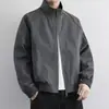 Chaqueta cárdigan versátil para hombre, estilo minimalista de primavera y otoño, de alta gama, color liso, para uso diario y para ir al trabajo, manga larga, cuello alto, moderna