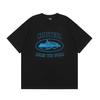Camiseta Esportiva Casual Masculina de Verão com Estampa de Letras Pequenas, Gola Redonda, Manga Curta, Pulôver Solto