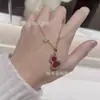 Nuevo Collar de Calabaza Kirin Chapado en Oro Rosa de 18K con Ágata Roja y Diamantes para Mujer, Cadena para Clavícula de Lujo Accesible de Alta Gama