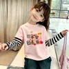Camiseta Manga Longa Respirável 100% Algodão para Meninas Infantil Nova Estilosa Primavera/Outono 2026 Roupa de Outono para Meninas Camada Base