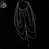 Collares transfronterizos europeos y americanos de metal y cuentas de vidrio, cadenas para el pecho de lujo ligero de alta gama, cadenas corporales de moda y exquisitas para el trabajo, al por mayor