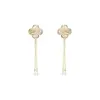 Nuevos Pendientes de Borla de Perla Antiguos Chinos de Alta Gama Estilo Chino Accesorios Hanfu Pendientes de Abanico de Flores de Diamante