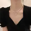 Collar de Perlas Doble Capa Retro Francés para Mujer, Lujo Accesible Accesorios de Gama Alta de Nicho, Cadena de Clavícula de Gargantilla de Moda