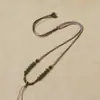 Cadena de Cuentas de Jade Hetian Natural Tejida a Mano Clásica y Elegante Cuerda para Colgar en el Cuello Ajustable