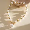 Collar europeo y americano vintage de perlas con cierre OT incrustado de diamantes, cadena para la clavícula de nicho de alta gama, accesorio femenino simple y versátil