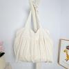 Bolso de Hombro con Cordones Plisado Estilo Perezoso Gran Capacidad Bolso de Axila Bolso de Lona Coreano Fresco y Sencillo Bolso de Algodón y Lino
