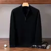 Cárdigan de punto con cremallera de cachemira con capa de aire engrosada para otoño e invierno para hombre, prenda exterior de punto, suéter de lujo ligero, abrigo holgado de manga larga