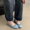Sapatos Femininos Prateados Macios de Solado Macio Estilo Francês Retrô, Sapatilhas Essenciais de Outono com Laço, Sapatos Vermelhos Planos