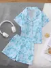 [Transfronterizo Europeo y Americano] Manga Corta y Shorts, Ropa de Casa para Niñas, Suministro Exclusivo de Comercio Exterior, Pijama Infantil con Fresco Estampado de Moños