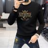 Novo Suéter Masculino Top Europeu Camiseta Em Torno Do Pescoço Forrado de Lã Camisa Base Outono e Inverno Europeu e Americano Moda Marca Flow Hot Drilling Estação Europeia