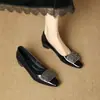 Elegantes zapatos Mary Jane para mujer que aumentan la altura, nuevo modelo primavera/otoño con hebilla metálica de pedrería, tacón medio, punta cuadrada, zapatos de corte bajo para mujer