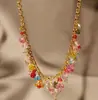 Pulsera de Colores Hecha a Mano para Mujer, Pulsera con Borla de Cristal de Imitación, Diseño de Nicho, Cadena para Clavícula Versátil y de Alta Gama