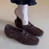 Zapatos Planos de Cuadrado con Pliegues Estilo Retro Chuyuji para Mujer, Nuevos de Verano 2026 Versátiles Zapatos Mary Jane Bajos