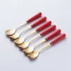Juego Personalizado de Tenedor y Cuchara de Cerámica de Lujo para Frutas, Cuchara de Postre de Acero Inoxidable de Gama Alta, Tenedor para Pasteles, Tarro de Almacenamiento para Vajilla Doméstica