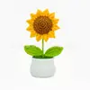 Girassóis Crochê Artesanais Acabados, Girassóis Simulados, Buquês de Flores Tricotadas, Flores de Lã DIY para Atacado, Flores Crochê