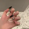 Olho de Gato Feito à Mão Usável Laço Dourado Bolinhas Pretas Manicure Luxo Acessível High-End Francês Clareador Brilhante Elegante