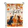 Bandera de Lino de Doble Cara Popular Transfronteriza de Calabaza y Espantapájaros de Acción de Gracias Personalizada para Decoración de Patio Bandera de Jardín