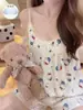 Pijama de Verão Xin Yi para Mulheres com Sutiã Embutido Sensação Aconchegante de Nuvem Toque de Luxo Pode Ser Usado ao Ar Livre Camisola Cartoon Conjunto para Casa