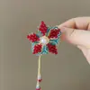 Horquilla Antigua con Borla Floral para Mujer, Horquilla Hanfu, Accesorio Diario para Cheongsam de las Dinastías Ming y Song, Pin Lateral, Adorno para la Parte Trasera de la Cabeza