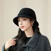 Sombrero tipo cubo de lana de alta calidad para mujer en otoño e invierno, con un elegante diseño de lazo, perfecto para madres y que ofrece un aspecto favorecedor, estiliza el rostro y es cálido