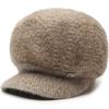Otoño e invierno nuevo gorro de punto para mujer forrado de forro polar forrado de forro polar cálido frío gorro de lana con visera corta para mediana edad y ancianos sombrero de madre
