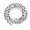 Cadena Cubana de 12 mm Moda de Lujo Accesible Transfronteriza Versátil Aleación Pedrería Hombres y Mujeres Mismo Estilo Collar Cubano Fábrica de Origen