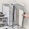 Caixa de armazenamento de arquivos A4 transparente, organizador de documentos de mesa, caixa de armazenamento de escritório estilo gaveta de plástico para certificados e certidões de registro civil