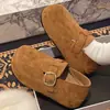 Sapatos femininos estilo Birkenstock, com sola grossa, que aumentam a altura, de uso duplo, totalmente fechados, novo modelo outono 2026, mocassins de calçar, sapatos單 (single shoes) populares estilo Birkenstock