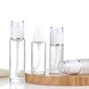 Botellas de Loción Transparentes Esmeriladas al por Mayor en Stock, Botellas con Atomizador, Botellas Cosméticas, Tapas Acrílicas, Botellas de Vidrio para Muestras con Dosificador