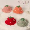 Gorro de pescador para niños, otoño e invierno, coreano, bonito gorro de lavabo con fresas, gorro de lana fresco para bebé.