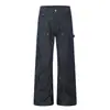 Calça Jeans Denim Azul Original Retrô Americana 11KN para Homens e Mulheres Solta de Peso Pesado Estilo de Rua Design com Rebites Casual de Perna Larga