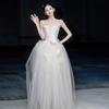 Vestido de Noiva Leve Sem Alças Estilo Francês 2026 Novo Modelo Elegante Noiva Vestido de Noiva Branco para Noivado, Sessão de Fotos de Viagem e Recepção