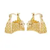 Nuevos Pendientes de Flor de Moda Chapados en Oro de 18 Quilates para Mujer, Acero Inoxidable, Geométricos Irregulares, Hebilla de Oreja Hueca