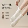 Calcetines grises con lazo para mujer, calcetines de media pantorrilla para primavera y otoño, calcetines apilados de encaje de ballet estilo Miu bordados de algodón puro para otoño