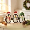 Decoración Navideña de Pingüino con Sombrero de Venta Caliente Transfronteriza, Adorno de Madera de Múltiples Niveles, Bandeja Escalonada, Decoración de Mesa Festiva