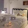 Cama Ondulada de Vento de Creme Francês Onda Riple Celebridade da Internet Ins Luxo Leve Moderna Simples Couro Genuíno Cama de Casal Cama Grande Cama de 1 m 8