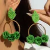 Accesorios Yongge: Pendientes Exagerados de Rafia, Estilo Bohemio de Girasol para Vacaciones, Pendientes Sencillos y de Alta Gama