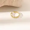 Anel de Pedra Preciosa de Luxo para Mulheres, Anel de Diamante Retrô Francês, Aço Titânio Estilo Aberto Estilo Ins Joias Não Desbotáveis Atacado