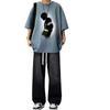 Terno de Manga Curta para Homens, Camiseta Fina de Verão, Roupas Masculinas da Moda, Combinado com Jeans, Conjunto de Três Peças, Moda Casual Masculina Roupa Casual